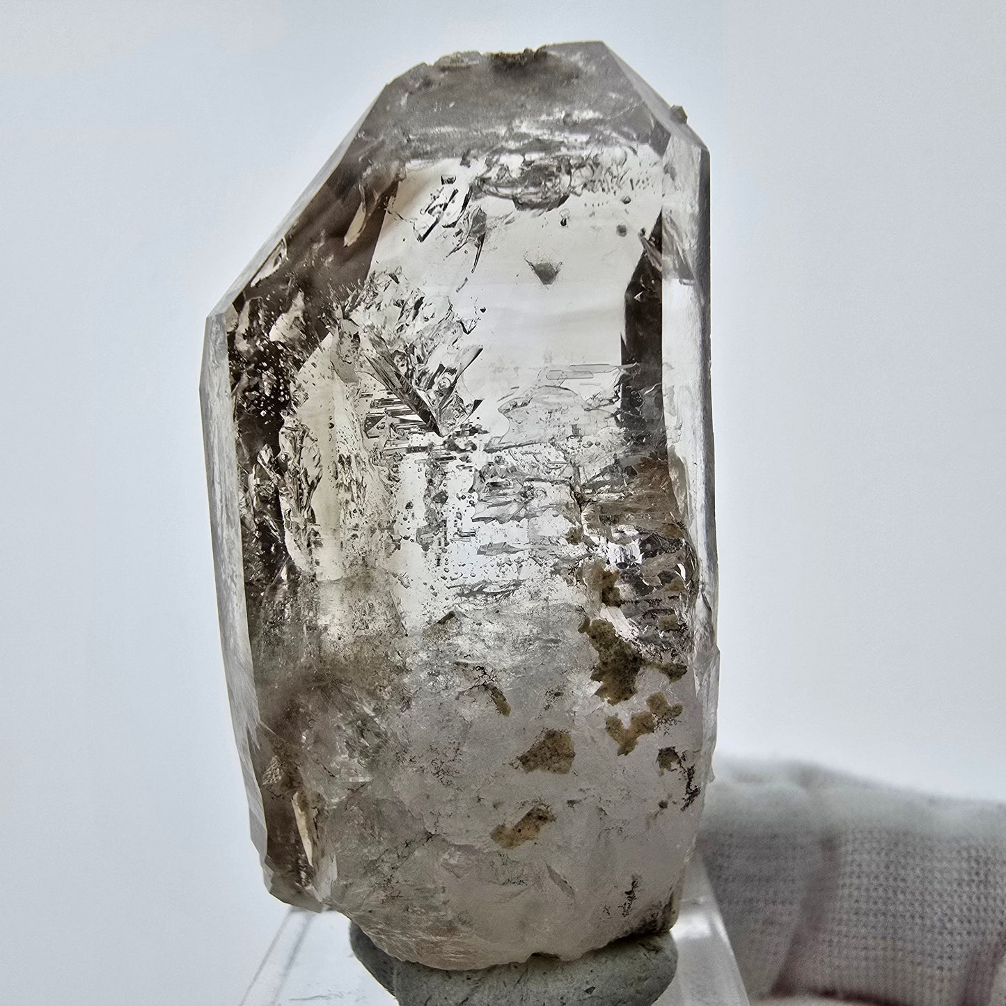 Enhydro Phantom Smoky Quartz Sceptre Tip 3x Bubble Goboboseb, Namibie 51*26*14mm
