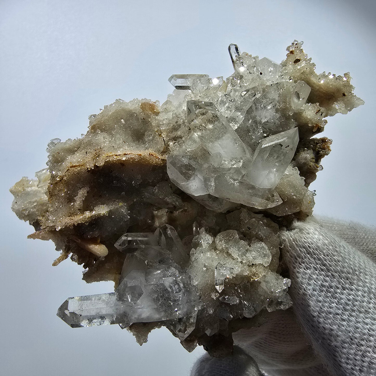 Phantom Smoky Quartz DT, UV Calcite on Matrix Specimen Valentine Pocket, Namibia 86*60*34mm