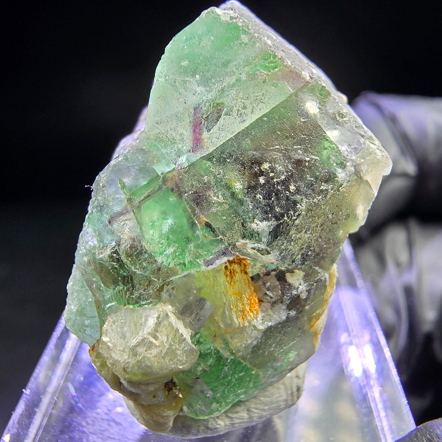 Seltene Phantom Fluorit Würfel, Muskovit Stufe 31*23*17mm aus Erongo, Namibia