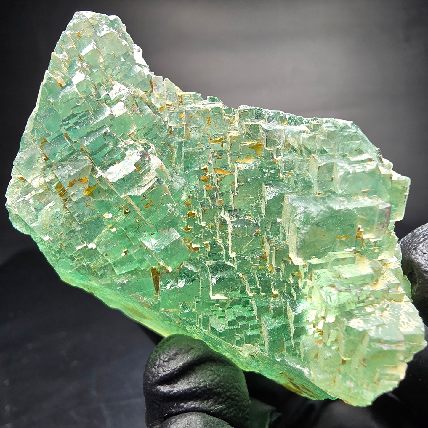 Cube de fluorite fantôme étagé vert turquoise Omehane, namibie 65*54*33mm