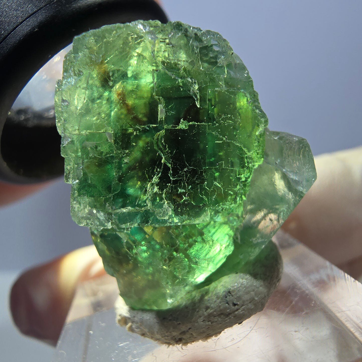 Seltene Phantom Fluorit Würfel Stufe, grün Okorusu, Namibia 28*26*19mm