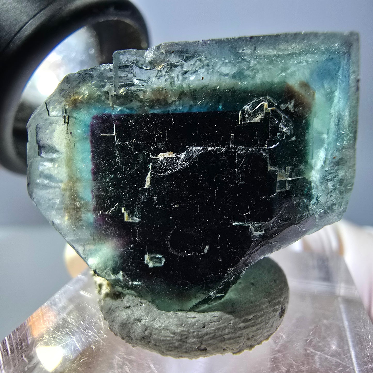 Phantom Fluorite cube parquetted, green purple Okorusu, Namibia 27*22*21mm