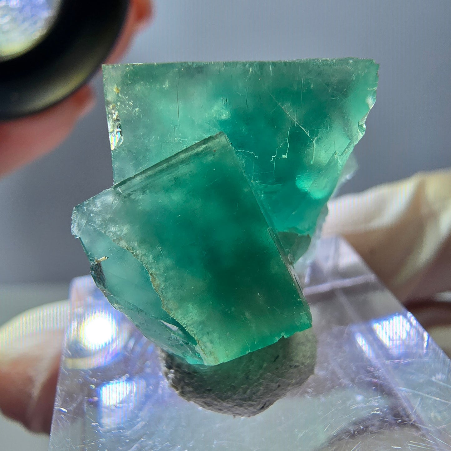 Phantom Fluorit Würfel Stufe, grün parkettiert Okorusu, Namibia 23*22*13mm