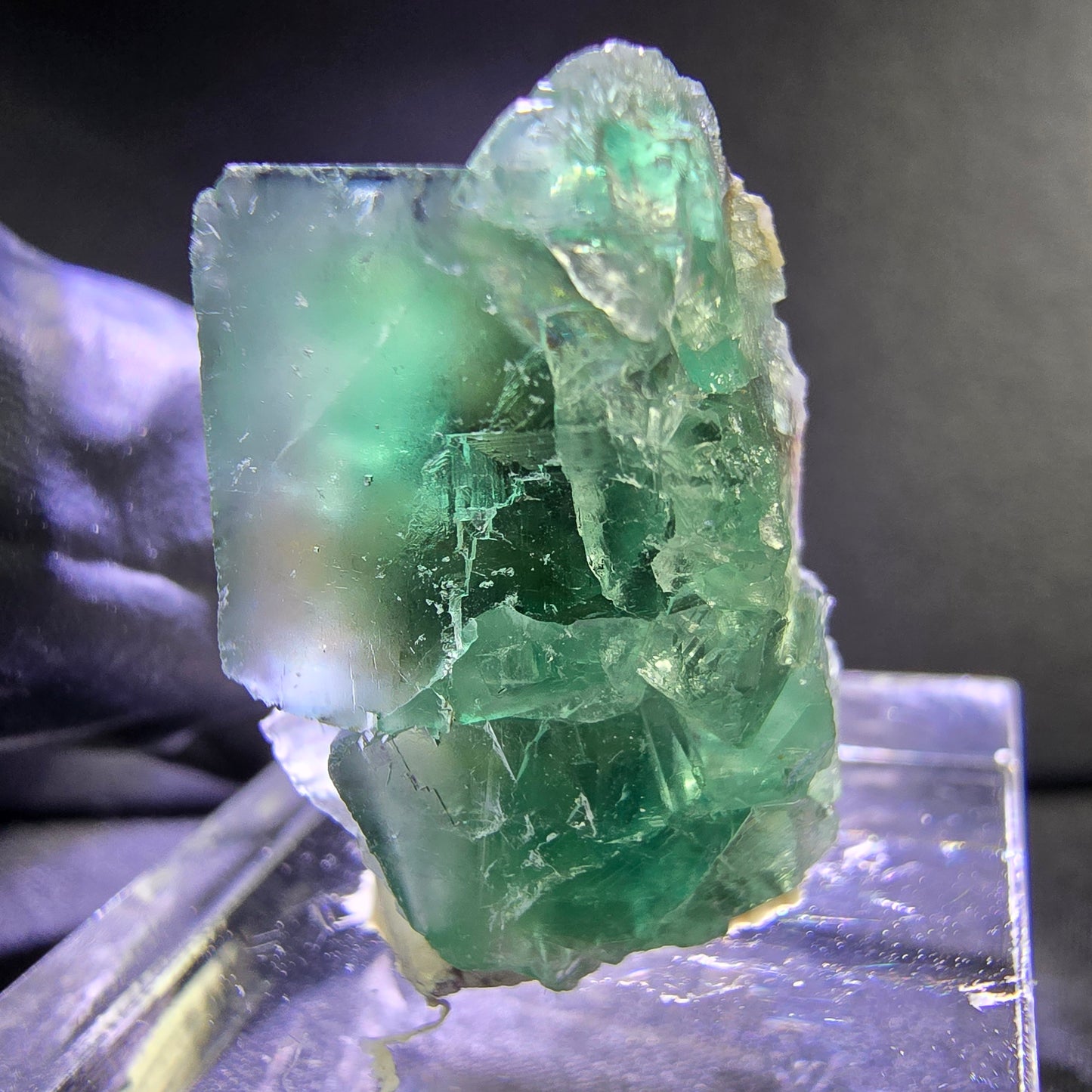 Seltene Phantom Fluorit Würfel Stufe grün 22*14*12mm Okorusu, Namibia Sammlung