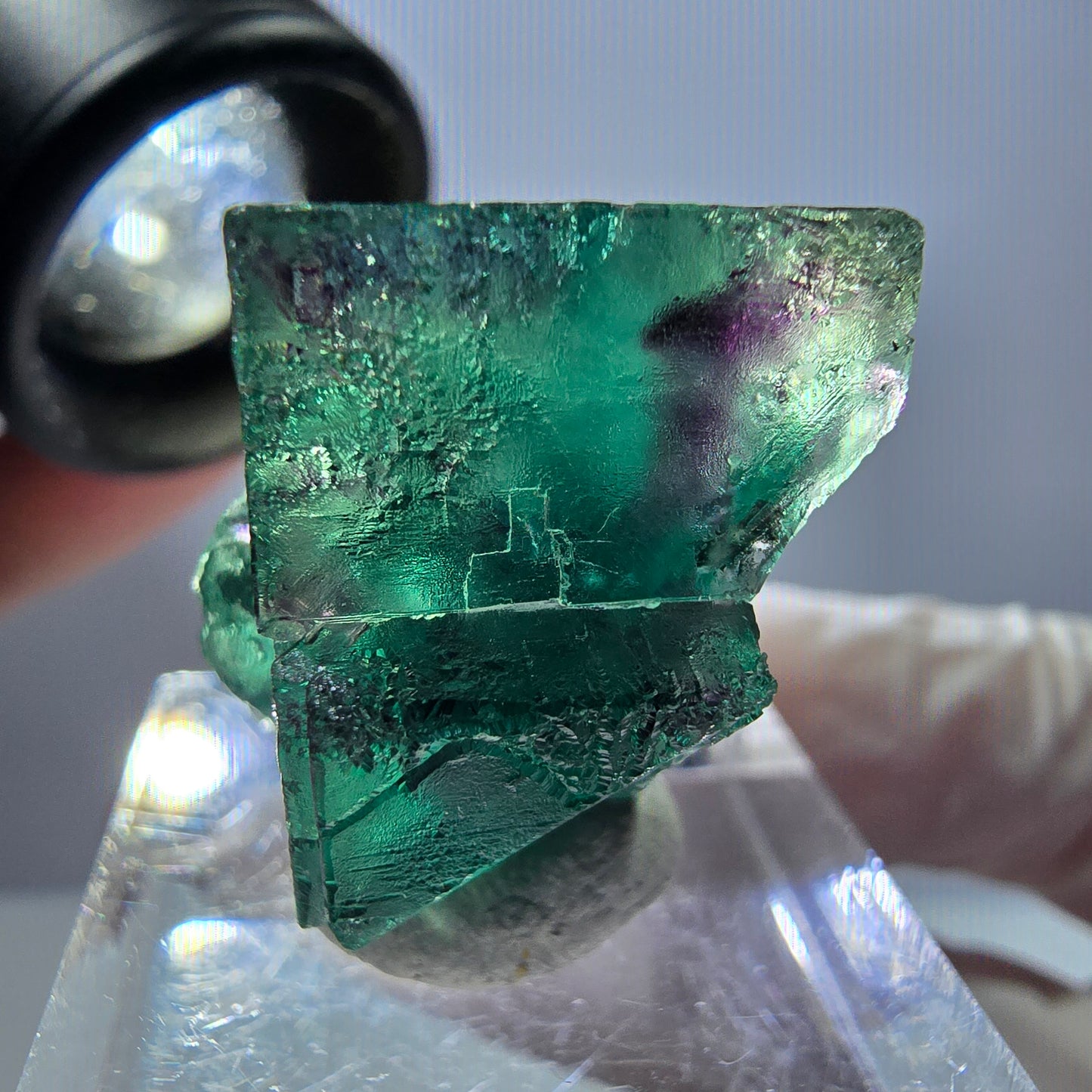 Rare spécimen de cube de fluorite, vert violet, Okorusu, Namibie, 28 x 21 x 21 mm