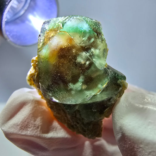 Phantom Fluorit Würfel, Muskovit Stufe Erongo, Namibia 26*20*13mm