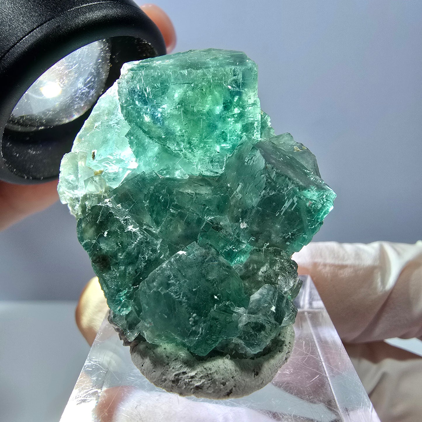 Phantom Fluorit Würfel Stufe, grün parkettiert Okorusu, Namibia 38*28*16mm