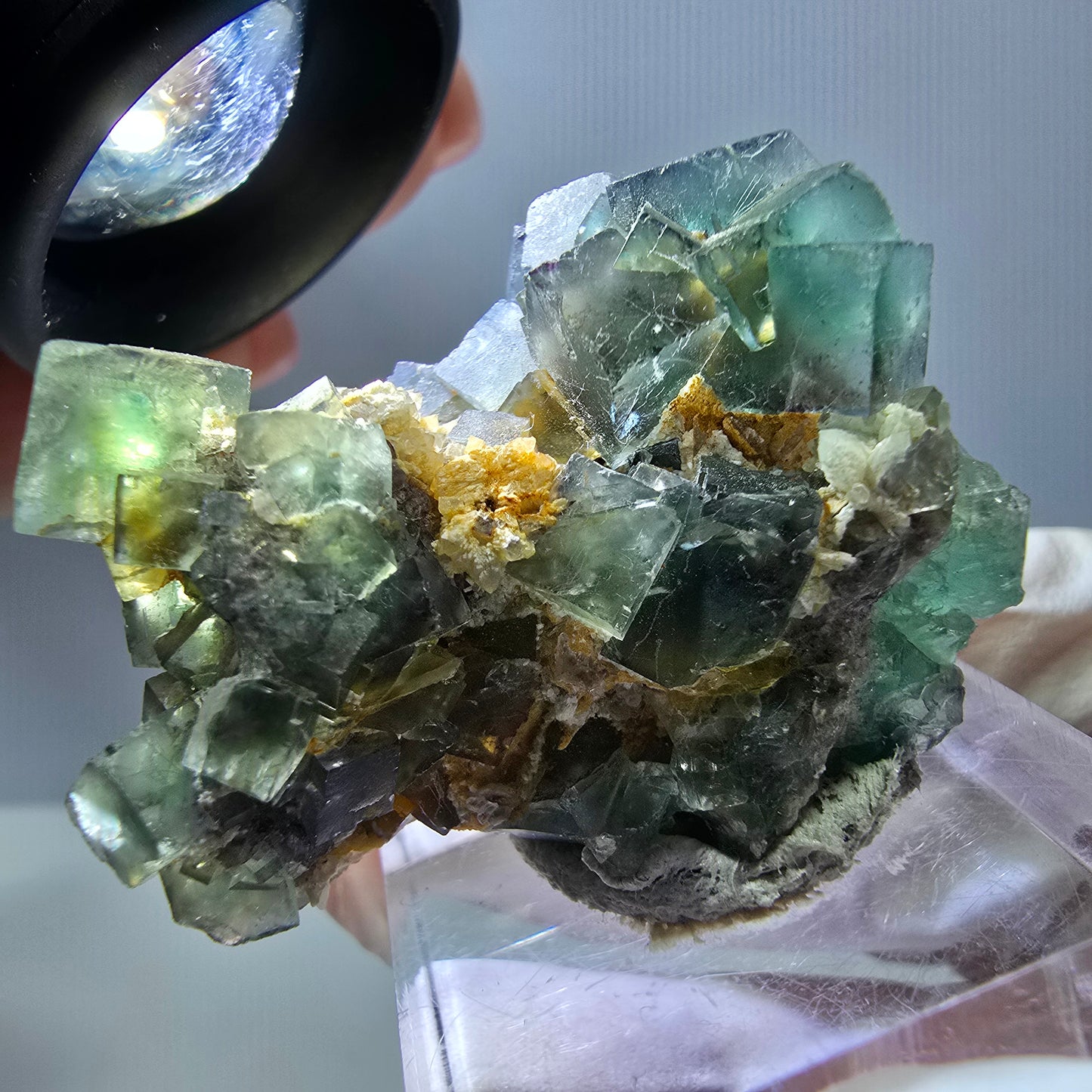 Phantom Fluorit Würfel, Quarz Stufe, grün Okorusu, Namibia 37*30*27mm