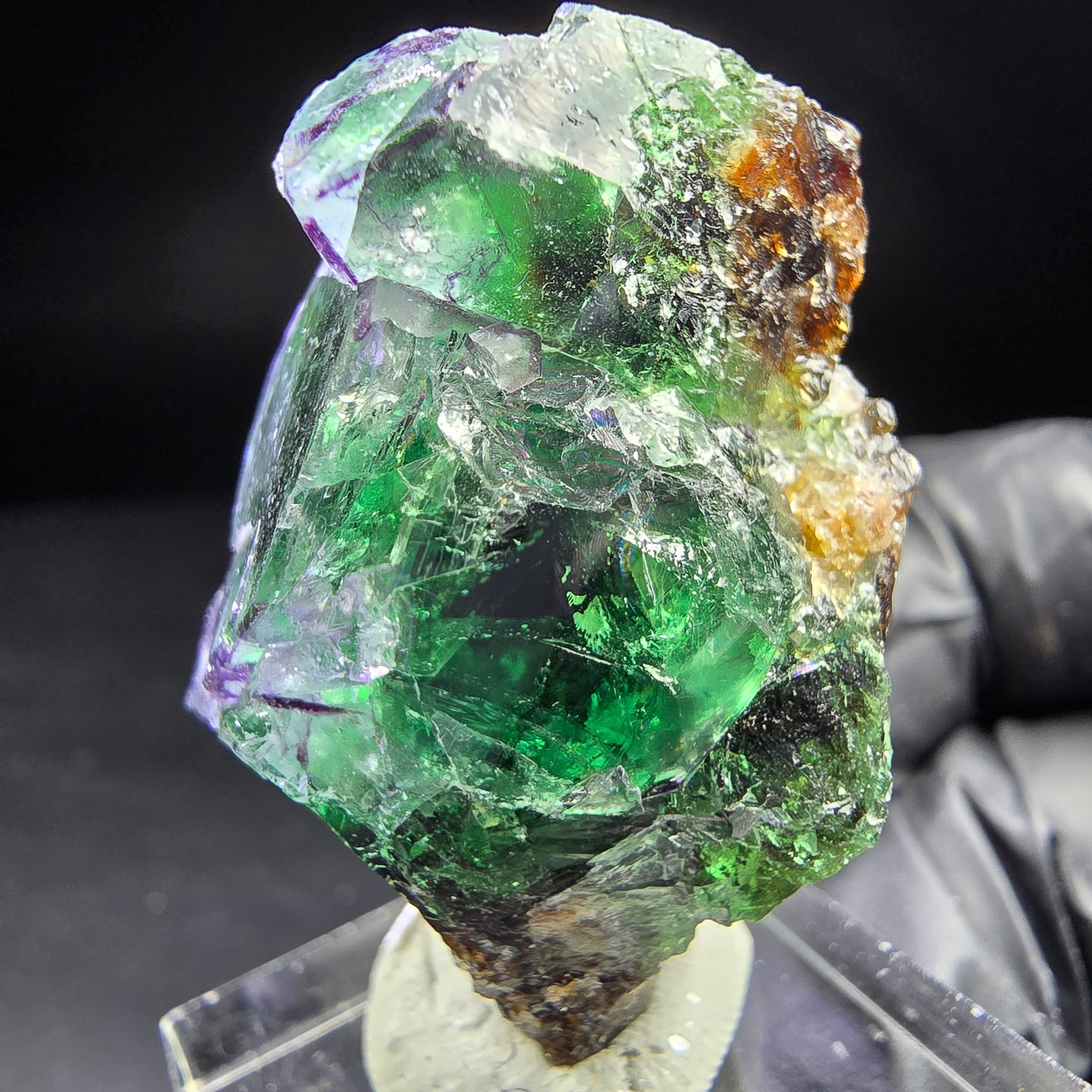 Seltene Phantom Fluorit Würfel Stufe grün braun 37*26*21mm aus Erongo, Namibia