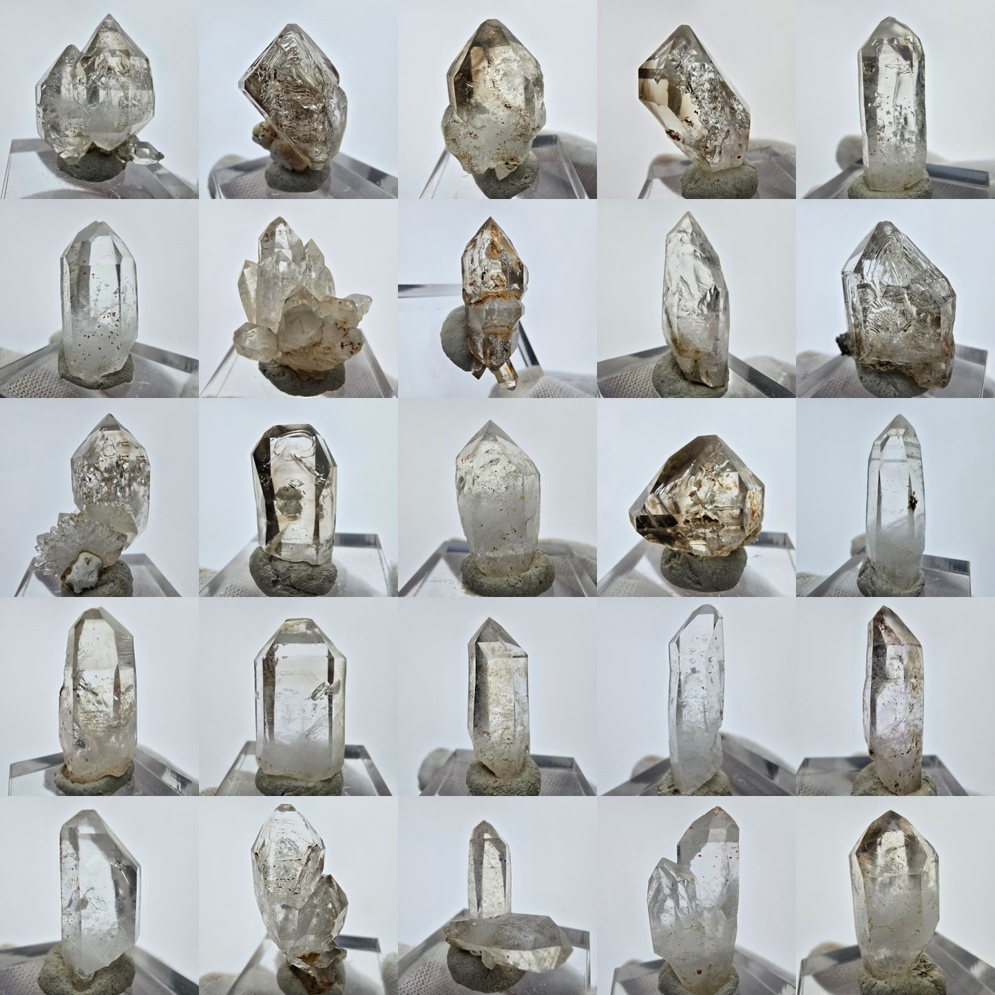 24x klare Phantom Rauchquarz Spitzen, Zepter aus Goboboseb, Namibia Lot Sammlung