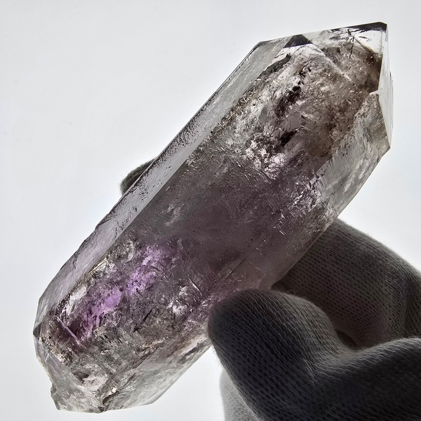 Sceptre d'améthyste squelette Enhydro DT UV Calcite 2x Bubble Valentine Pocket Namibie 99*35*31mm