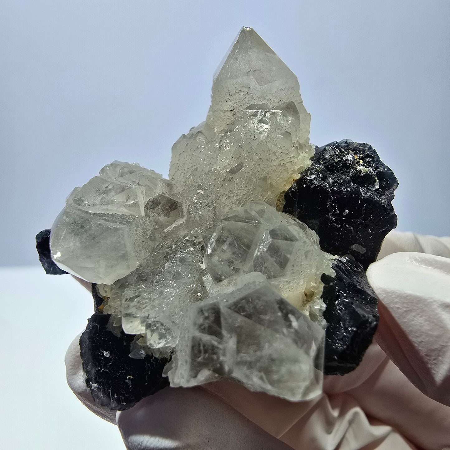 Rare cube de fluorite fantôme, spécimen de quartz vert violet Okorusu Namibie 49*41*29mm