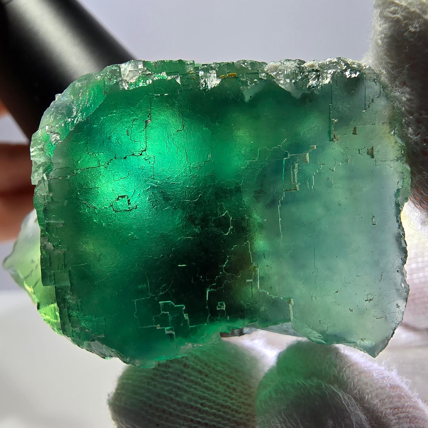 Rare spécimen de cube de fluorite fantôme, parqueté vert Okorusu, Namibie, 52 x 41 x 31 mm