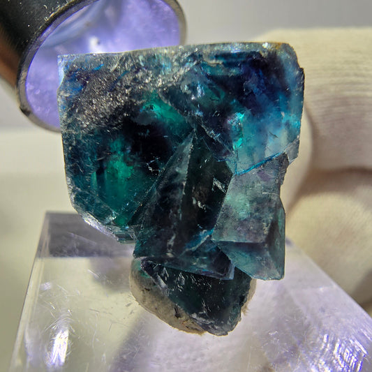 Phantom Fluorit Würfel Stufe, zonal - Butterfly Pocket, Okorusu, Namibia 27*22*15mm