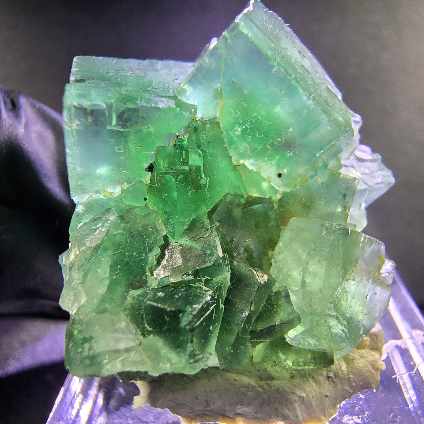 Seltene Phantom Fluorit Würfel Stufe grün 25*24*15mm Okorusu, Namibia Sammlung