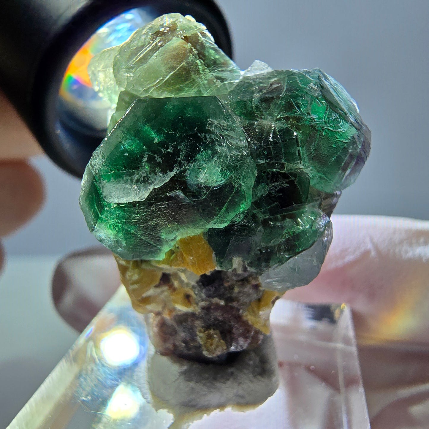 Cube de fluorite fantôme hexagonal, muscovite, tourmaline Schörl Erongo, Namibie 32*26*21mm