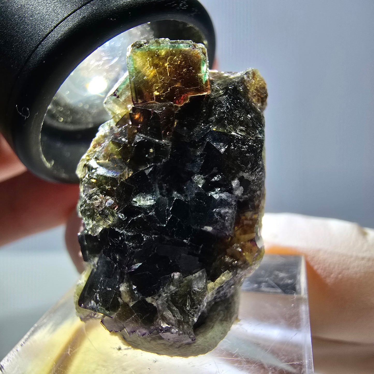 Phantom Fluorit Würfel Stufe, grün lila Okorusu, Namibia 28*24*13mm