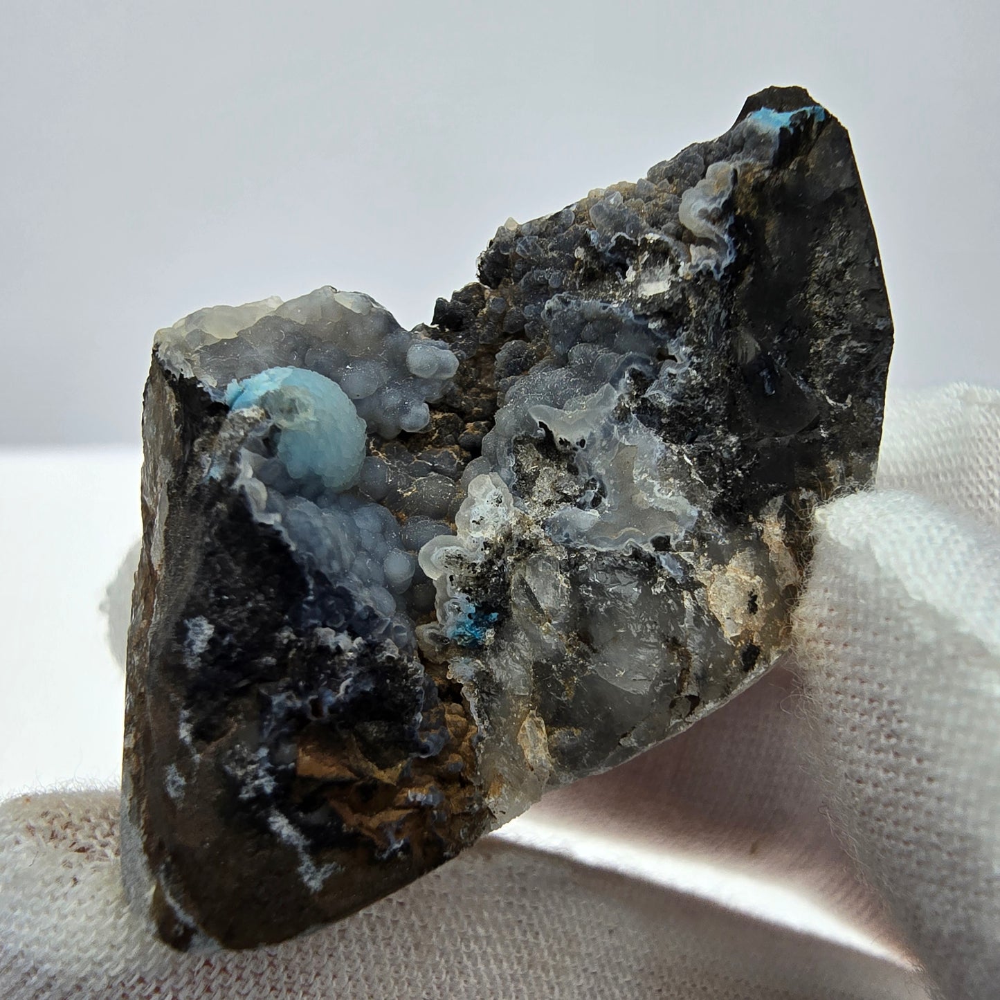 Rare Shattuckite specimen with ball crystals blue Kaokoveld, Namibia 42*22*19mm