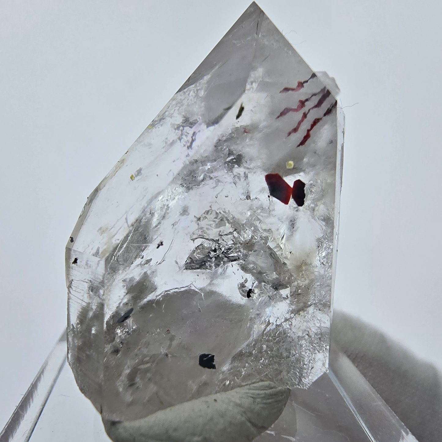 Clear Harlequin Quartz with Prehnite Streep Mine Goboboseb Namibia 39*23*16mm
