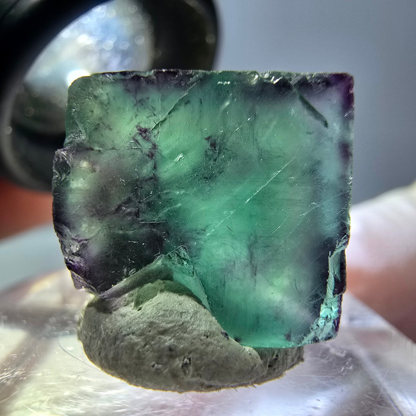 Phantom Fluorit Würfel parkettiert, grün lila Okorusu, Namibia 15*15*12mm