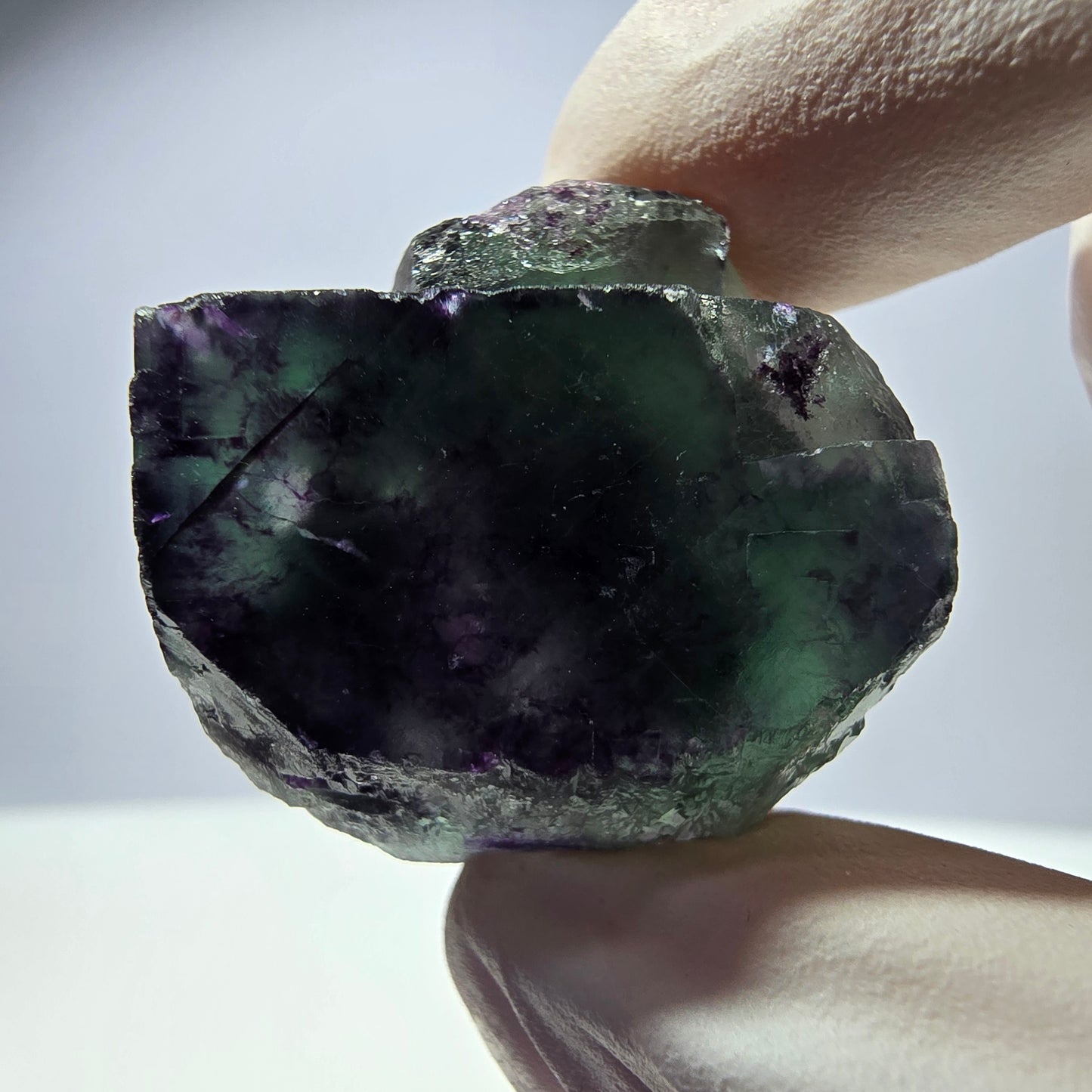 Spécimen de cube de fluorite fantôme parqueté vert violet Okorusu, Namibie 28*26*17 mm
