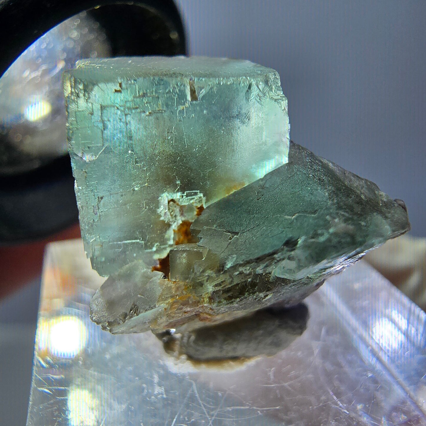 Seltene Phantom Fluorit Würfel Stufe, grün Okorusu, Namibia 22*19*18mm