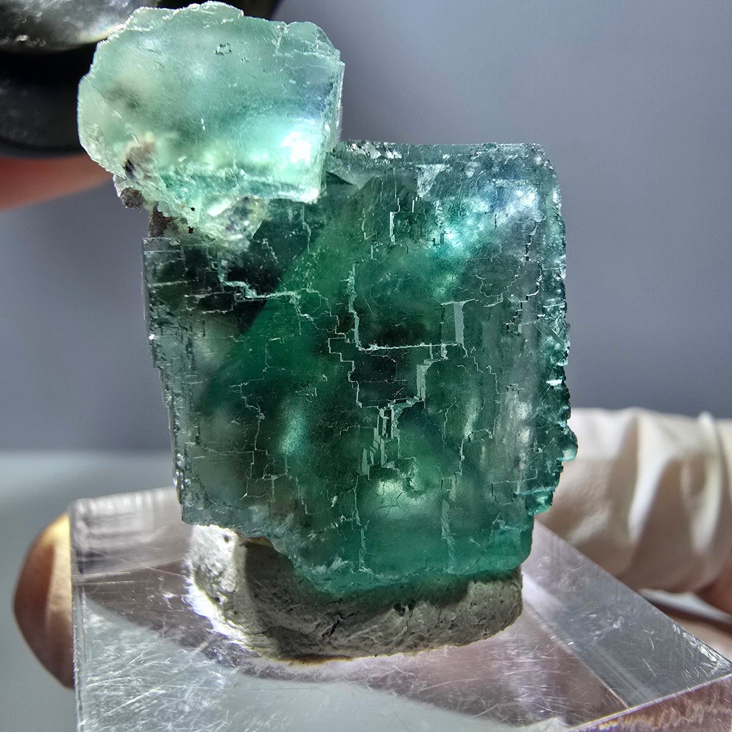 Spécimen de cube de fluorite fantôme, parquet vert Okorusu, Namibie 29 x 22 x 19 mm