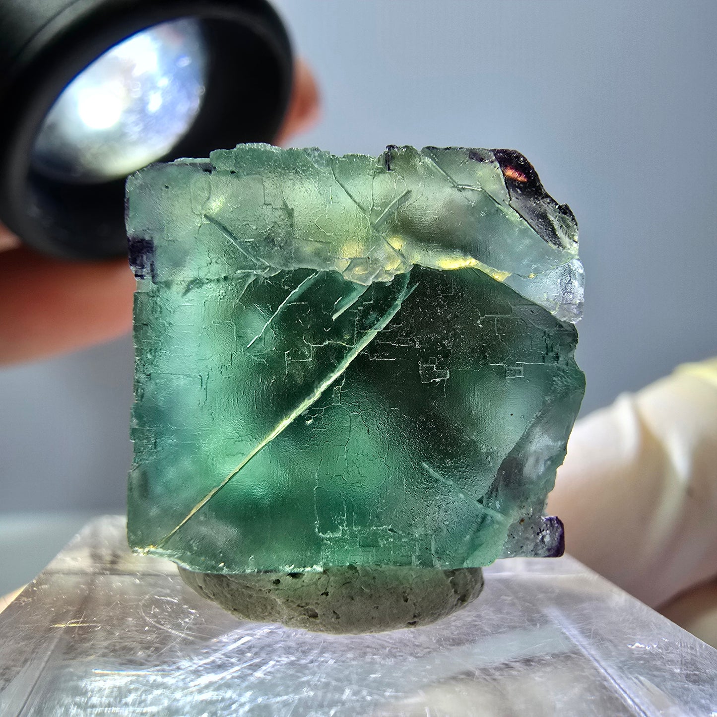 Phantom Fluorit Würfel parkettiert, zonal, grün lila Okorusu, Namibia 18*17*15mm