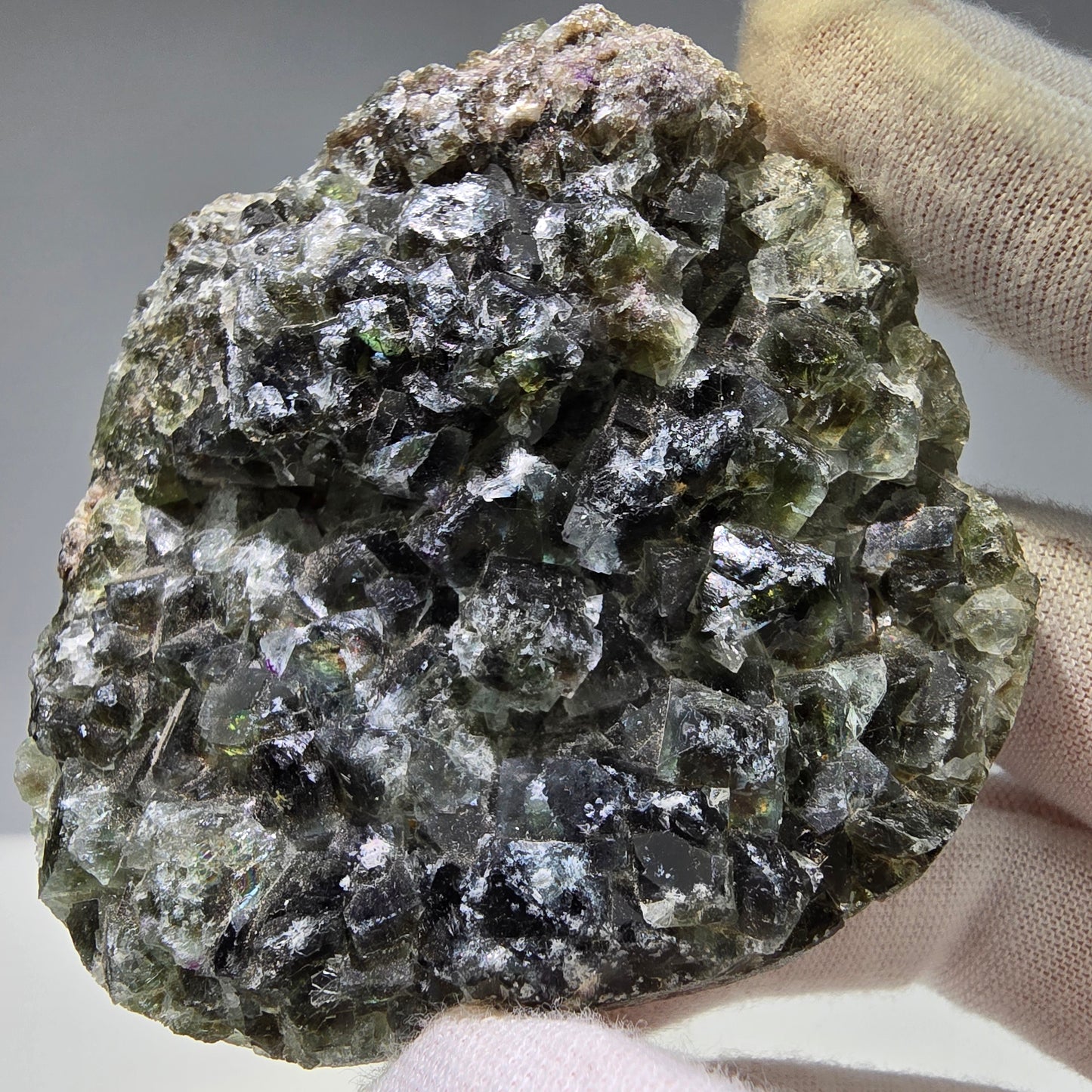 Schöne Phantom Fluorit Würfel Stufe grün braun Okorusu, Namibia 70*68*15mm