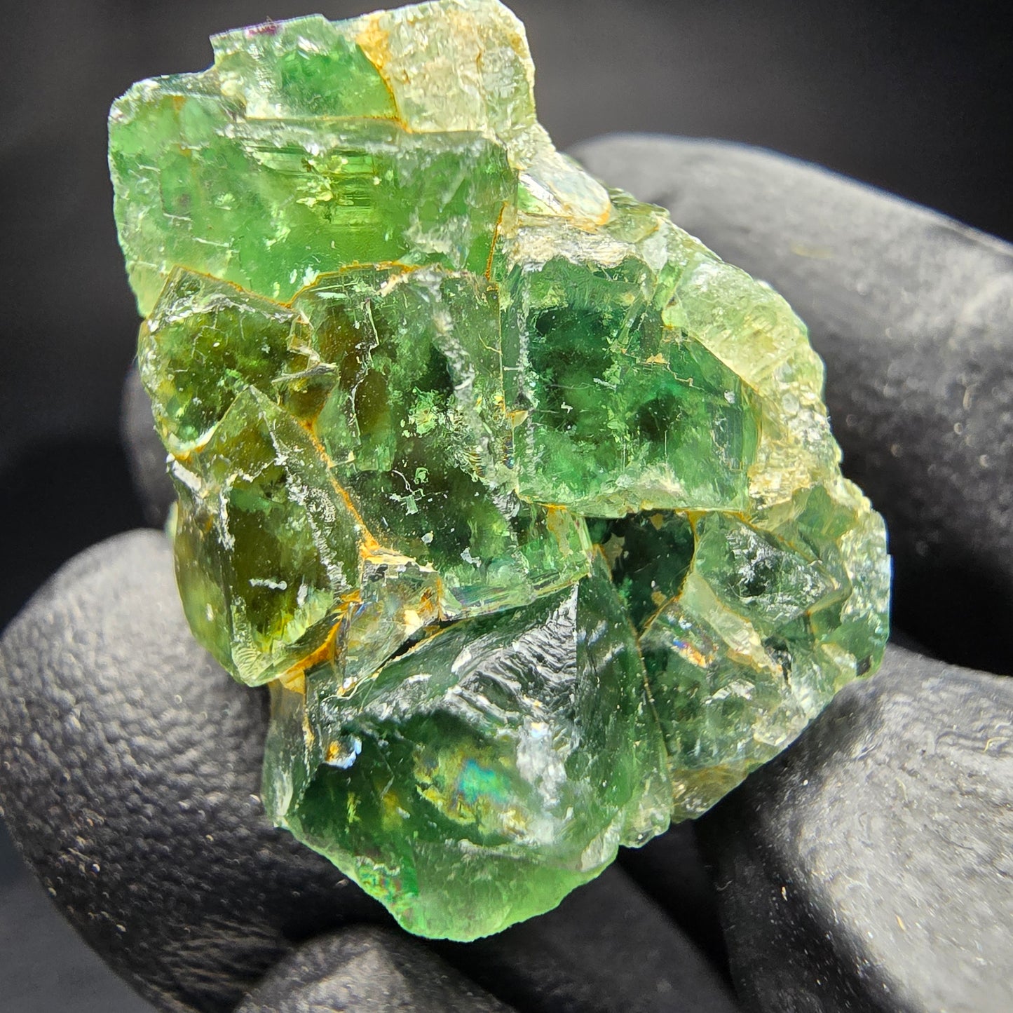 Cube de fluorite fantôme transparent, vert Okorusu, Collection namibie 26x24x23mm