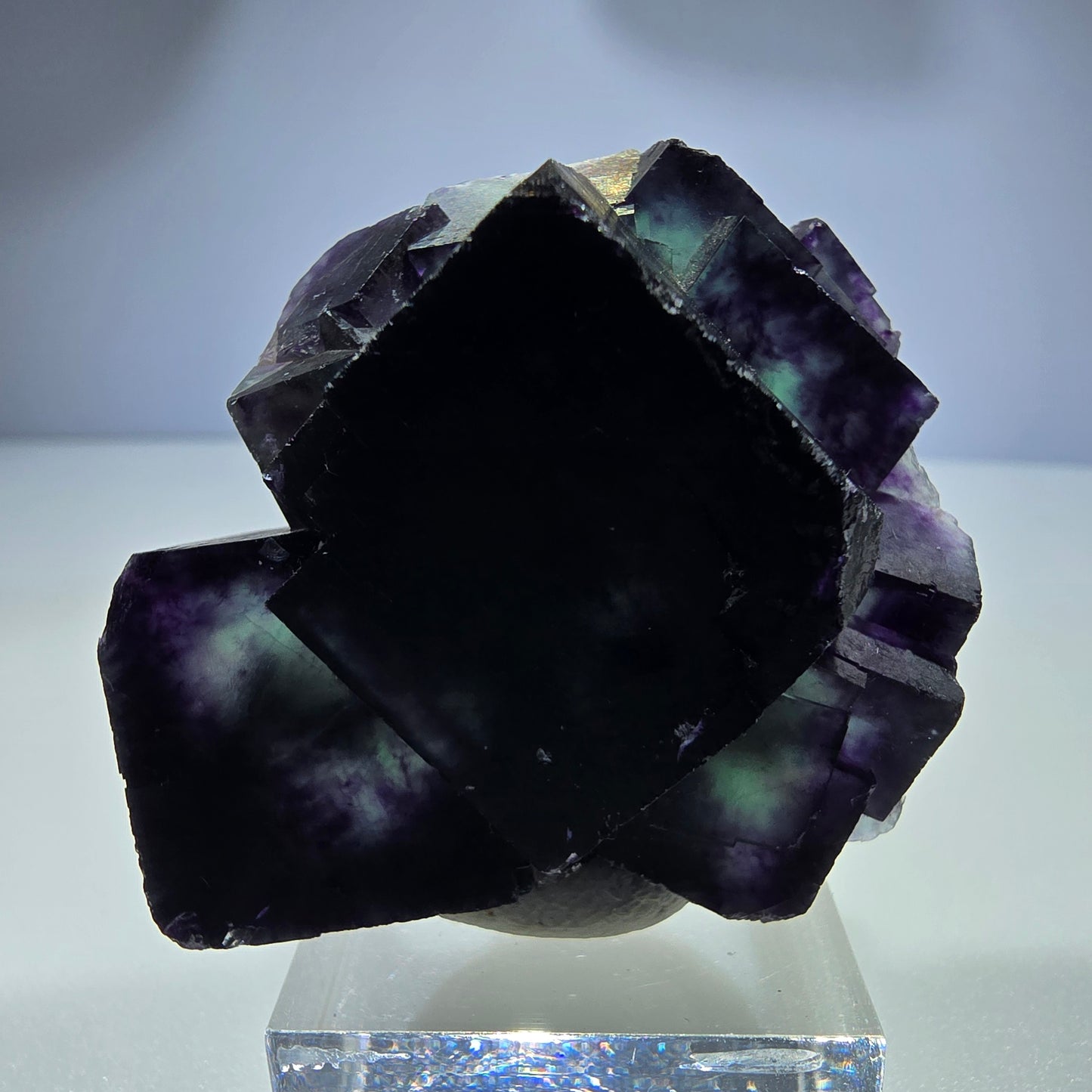 Seltene Phantom Fluorit Würfel Stufe zonal grün lila Okorusu, Namibia 51*46*28mm