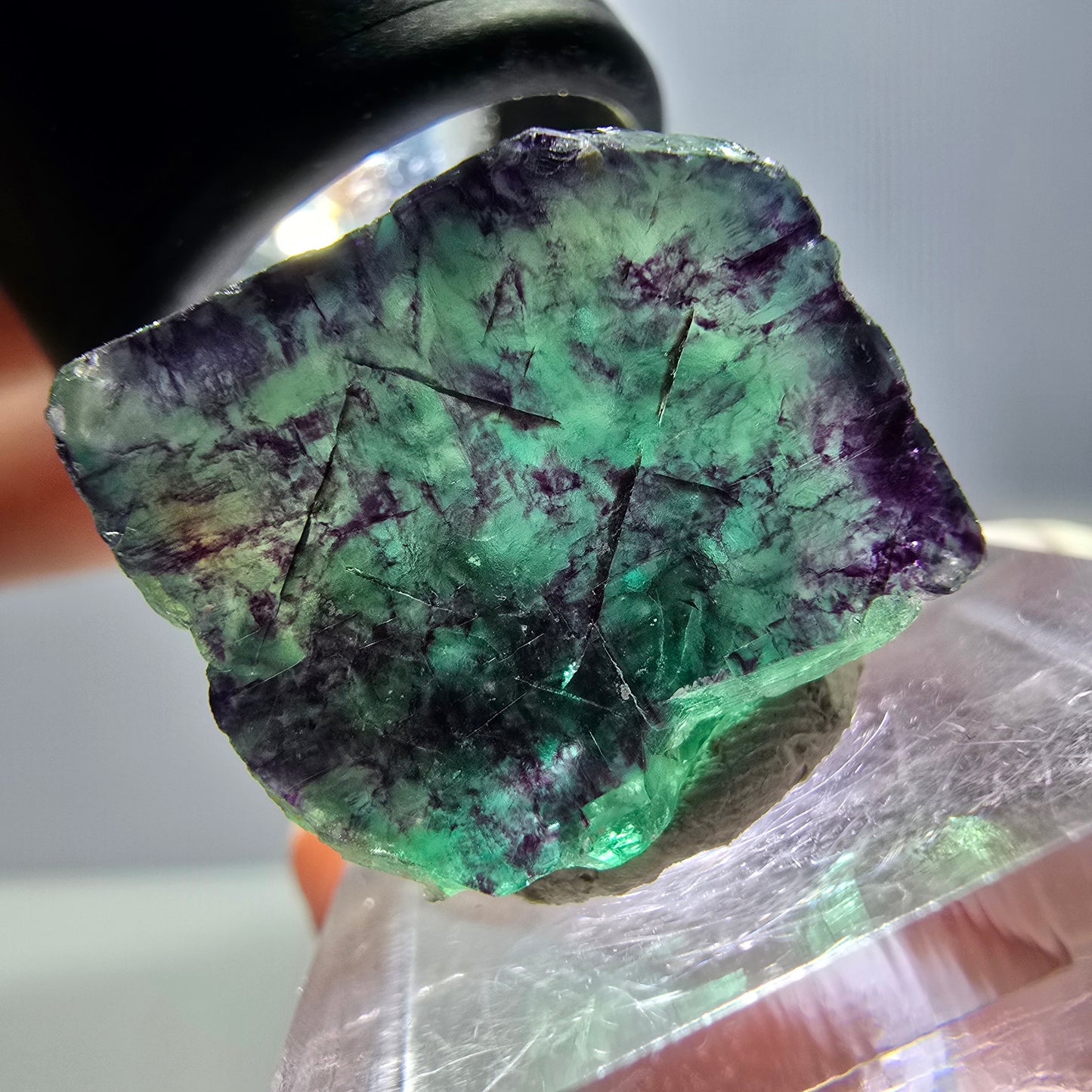 Phantom Fluorite cube parquetted, green purple Okorusu, Namibia 20*20*18mm