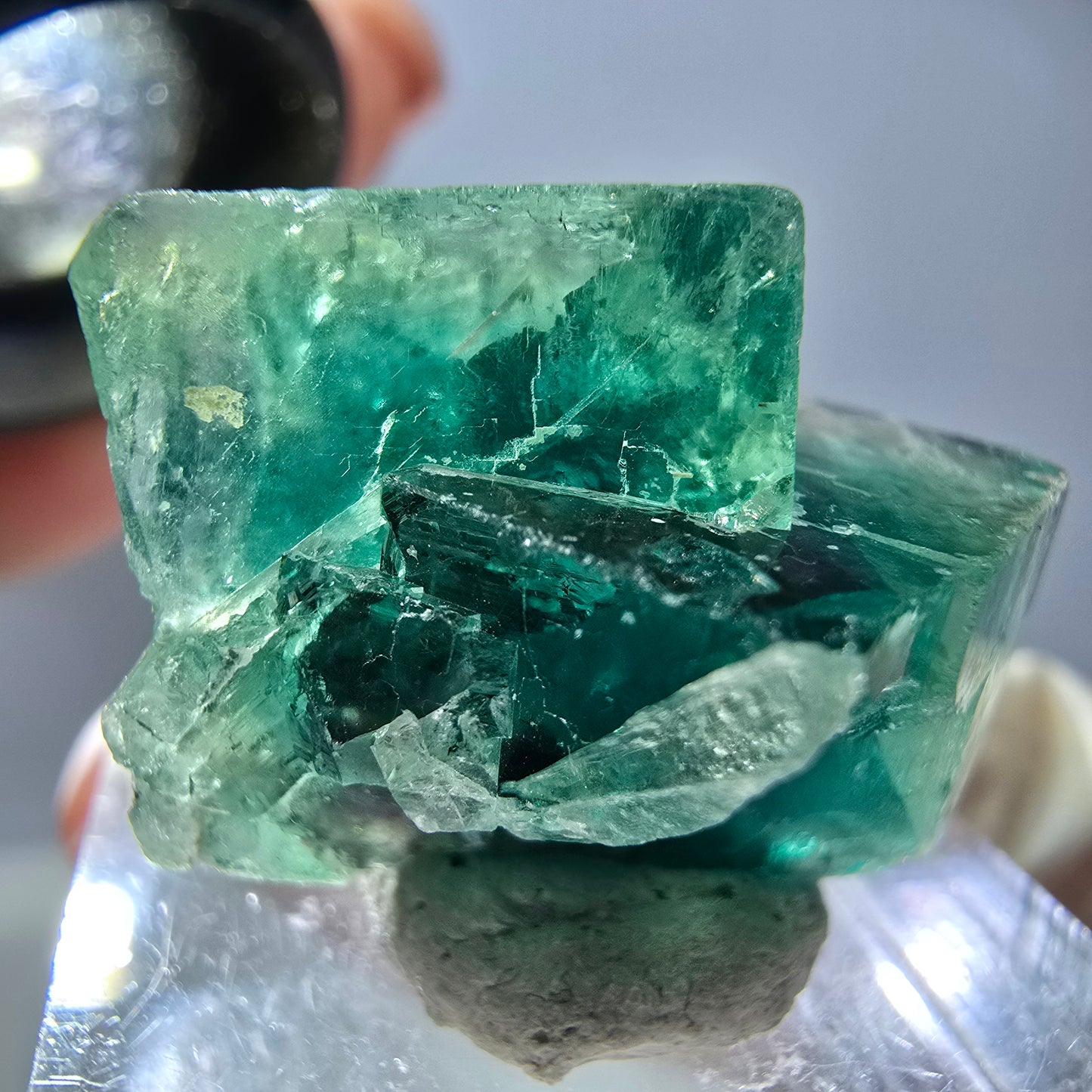 Phantom Fluorit Würfel Stufe, grün lila Okorusu, Namibia 27*19*18mm