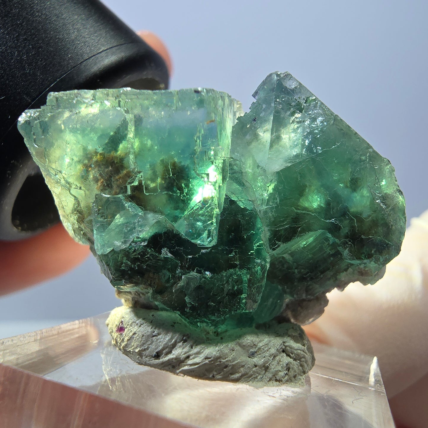 Seltene Phantom Fluorit Würfel Stufe, grün Okorusu, Namibia 36*26*23mm