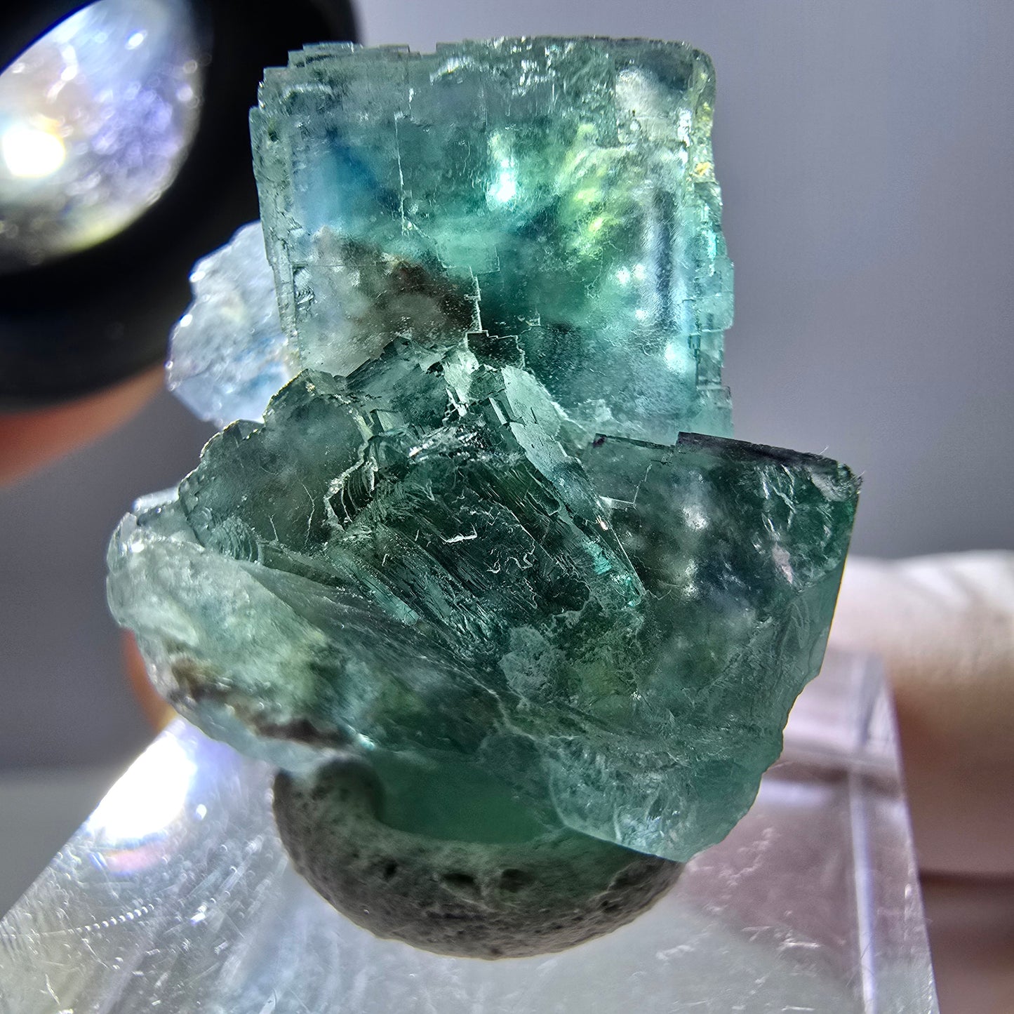 Spécimen de cube de fluorite fantôme, parquet vert Okorusu, Namibie 28 x 21 x 15 mm