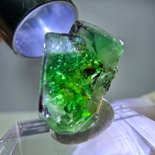 Phantom Fluorit Würfel, zonal, Muskovit Stufe Erongo, Namibia 18*12*9mm