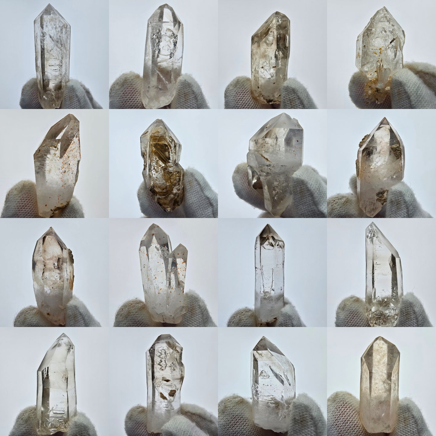 14x klare Phantom Rauchquarz Spitzen, Zepter aus Goboboseb, Namibia Lot Sammlung Set