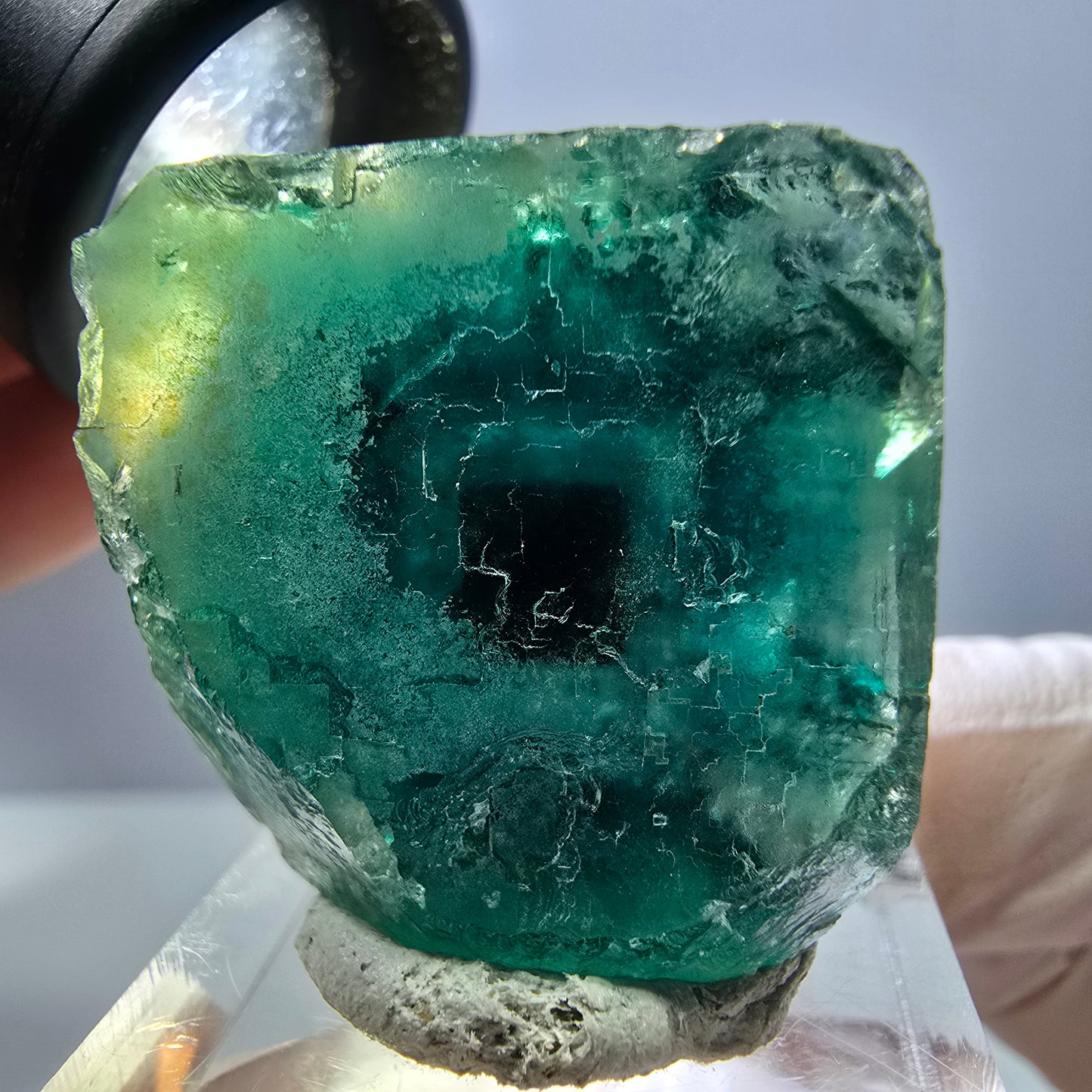 Spécimen de cube de fluorite fantôme, parquet vert Okorusu, Namibie 31*30*19 mm