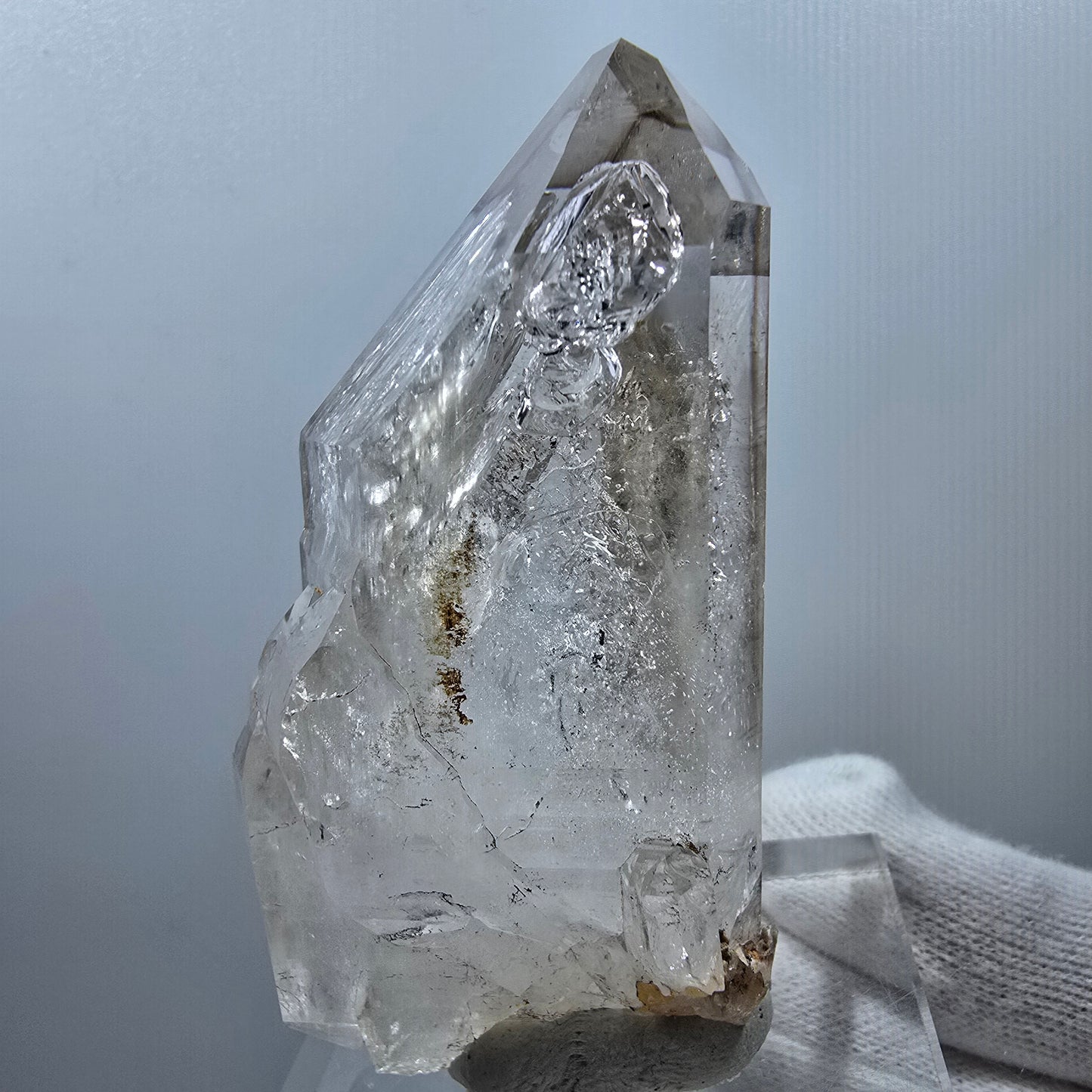 Sceptre DT Enhydro Squelette Quartz Fumé, 1 Gobob de Poche Bulle Valentine. Namibie 72 x 39 x 30 mm