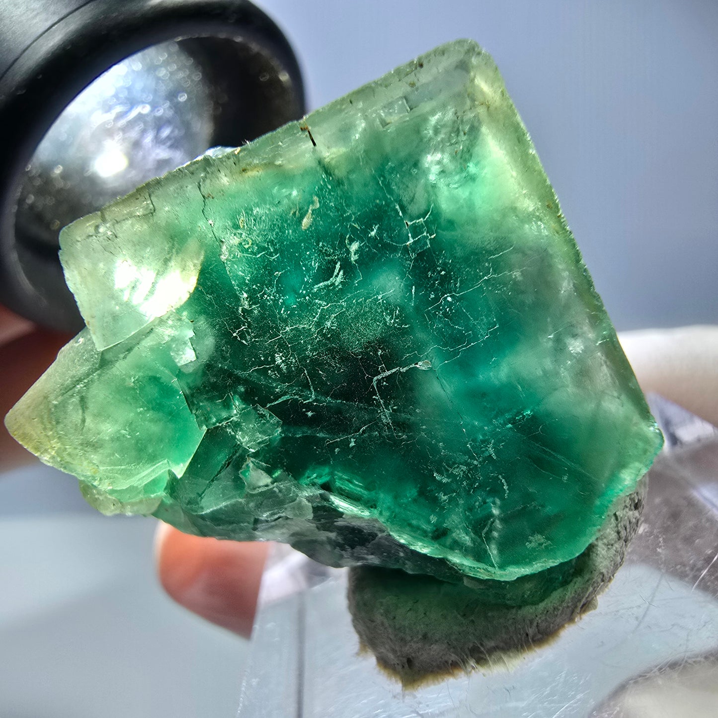 Phantom Fluorit Würfel Stufe, grün lila Okorusu, Namibia 27*25*17mm