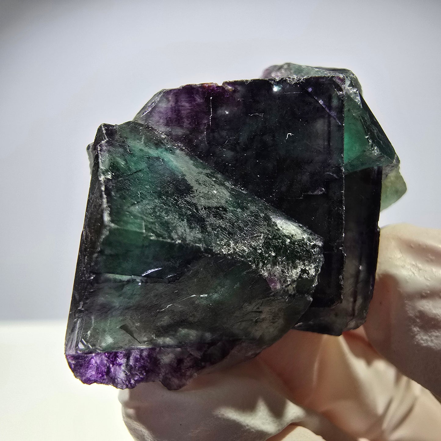 Spécimen de cube de fluorite fantôme parqueté vert violet Okorusu, Namibie 45*28*25 mm