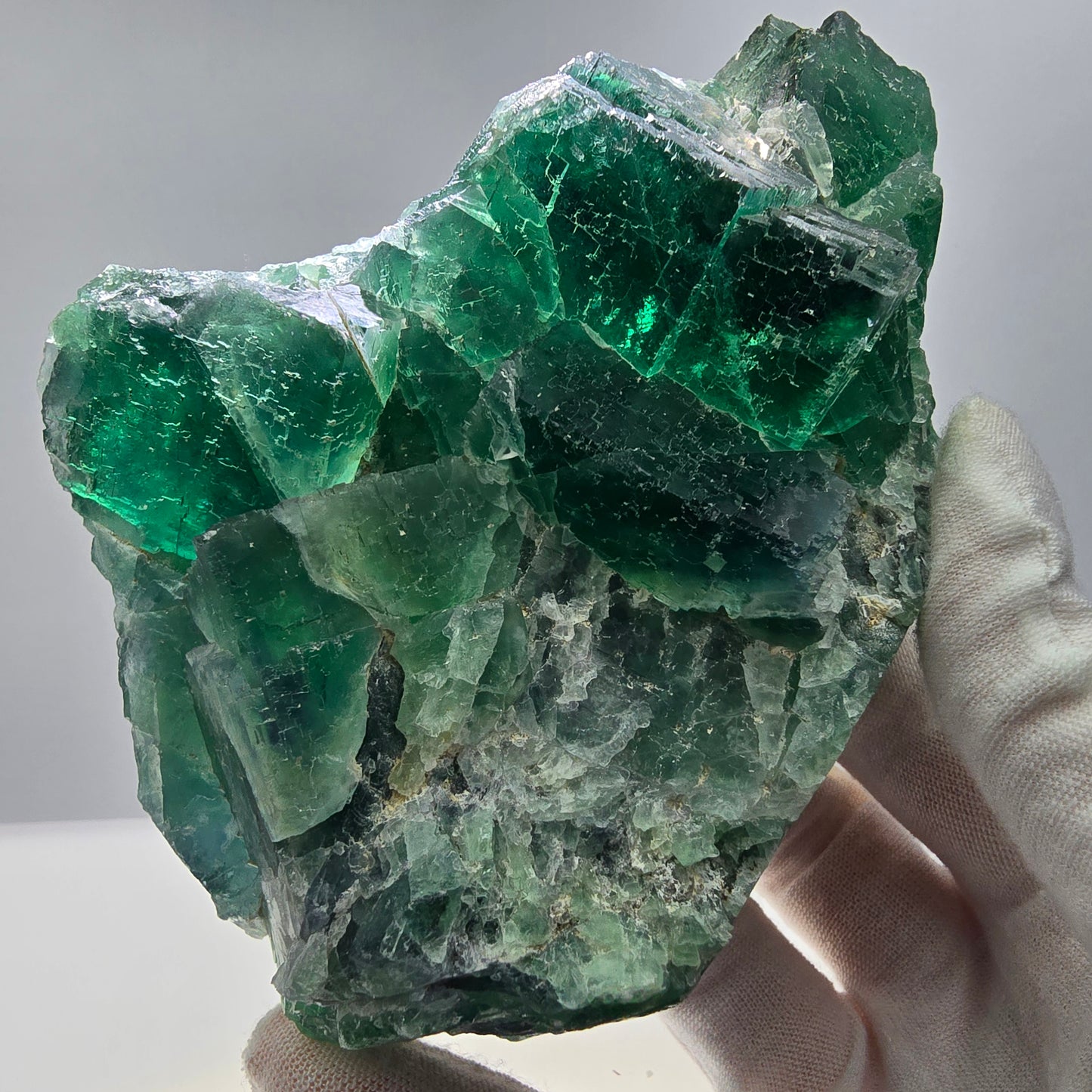 Große Phantom Fluorit Würfel Stufe grün parkettiert Okorusu, Namibia 133*95*40mm
