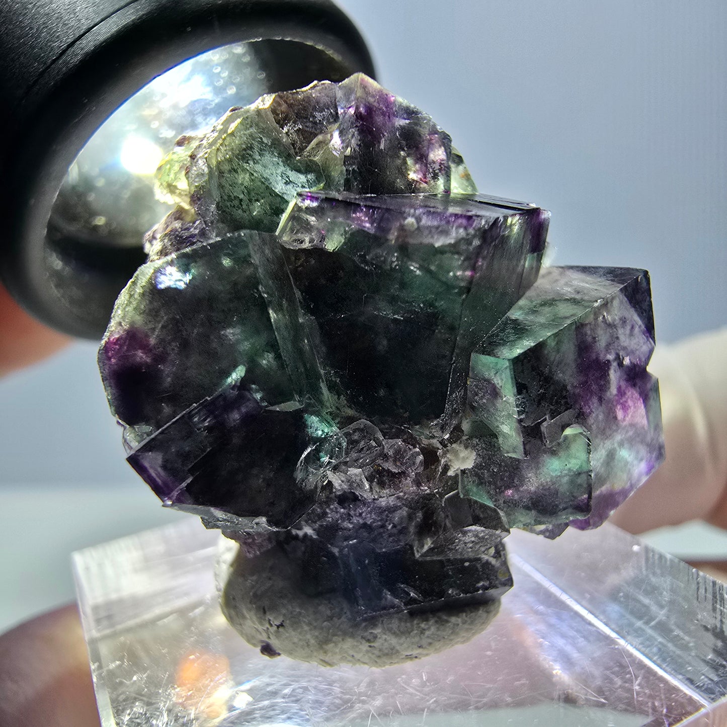 Phantom Fluorit Würfel Stufe, grün lila Okorusu, Namibia 28*25*16mm