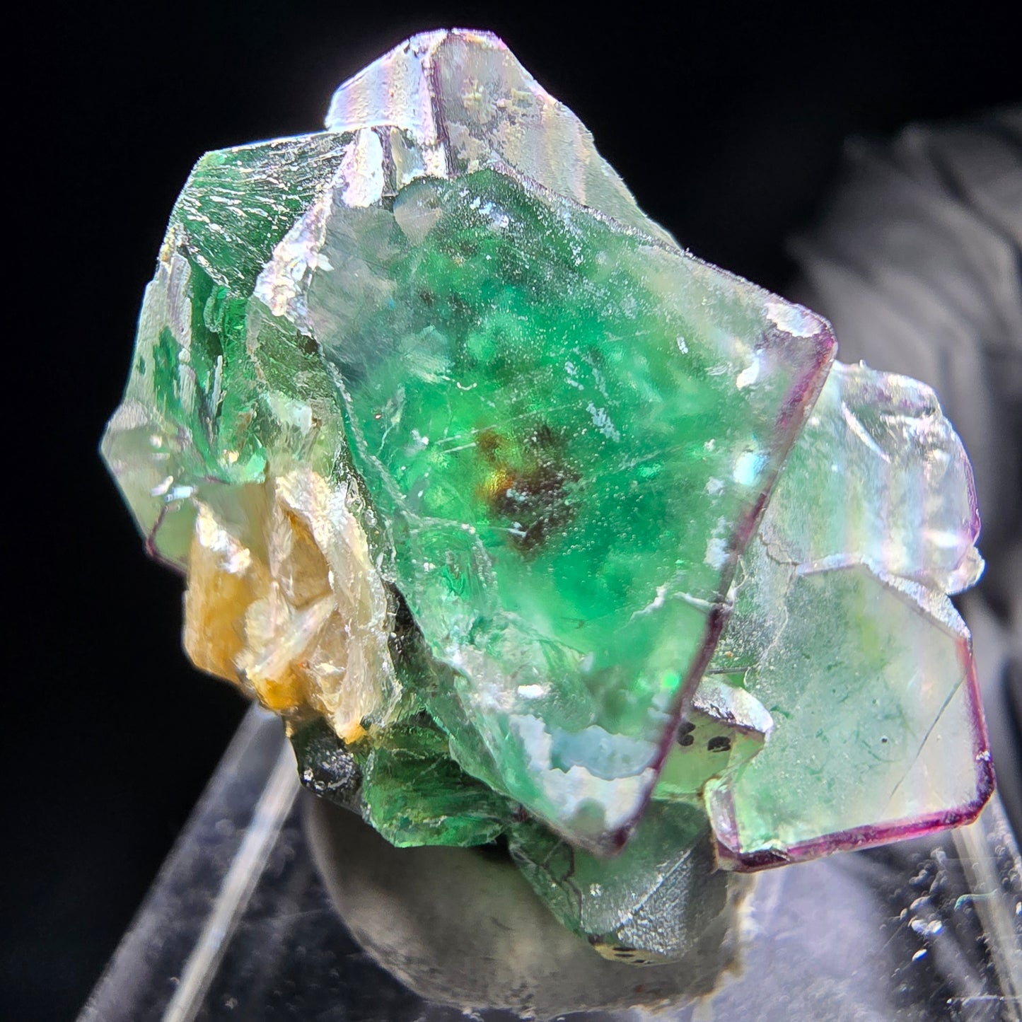 Phantom Fluorit Würfel, Muskovit Stufe Erongo, Namibia 26*20*17mm Sammlung