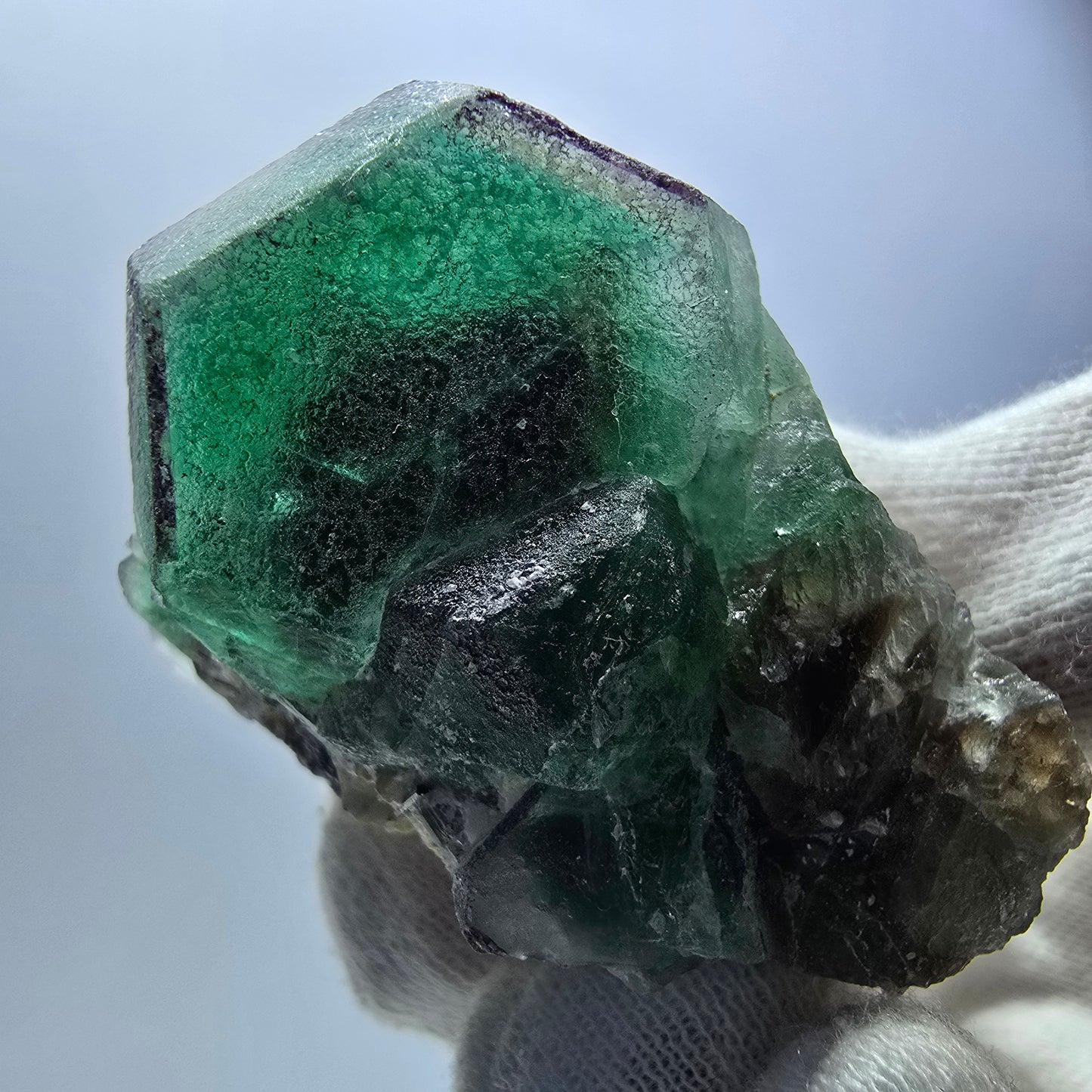Phantom Fluorit Würfel hexagonal, zonal Muskovit Stufe Erongo Namibia 54*42*36mm