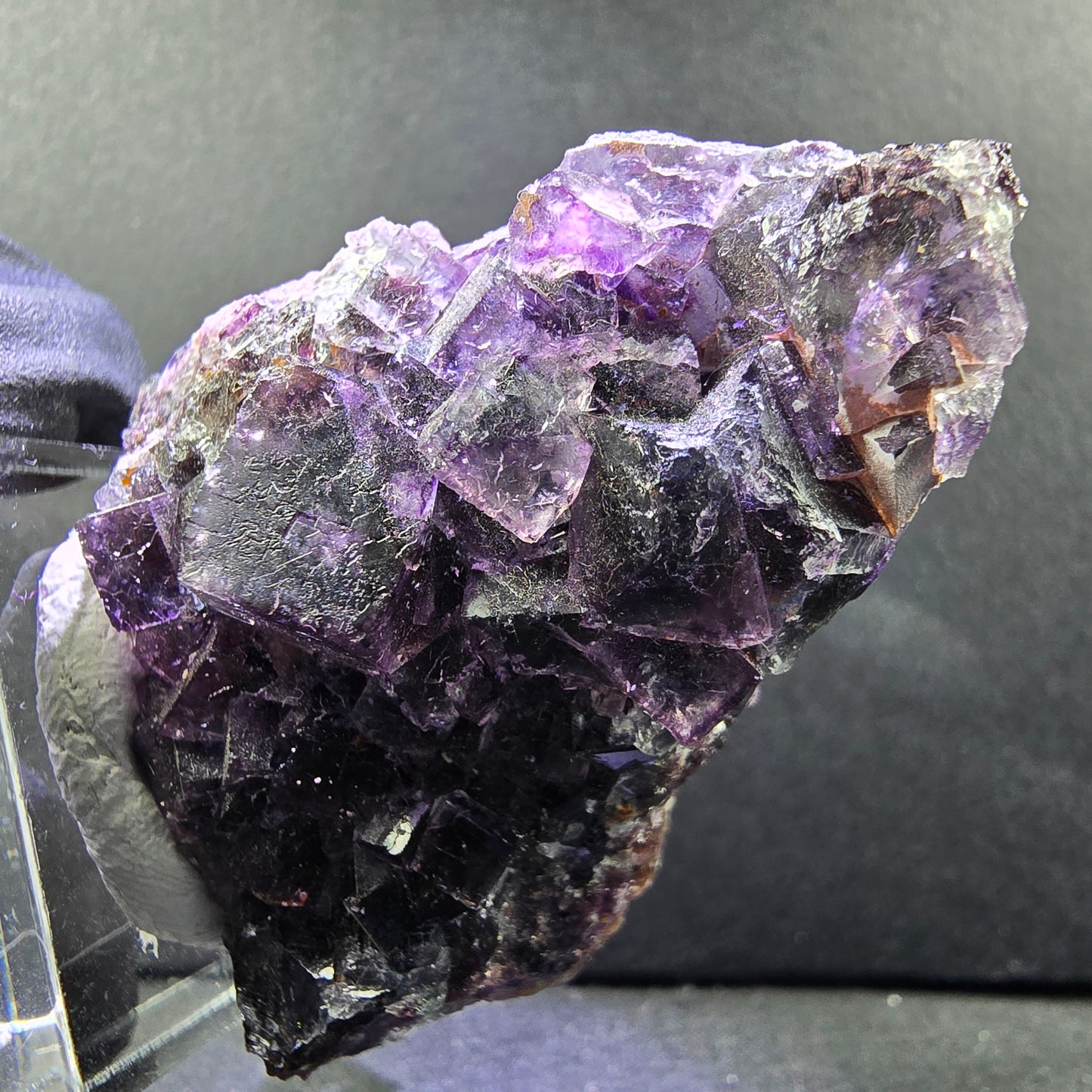 Seltene Phantom Fluorit XX Stufe lila grün mit Eisen 40*36*23mm Okorusu, Namibia