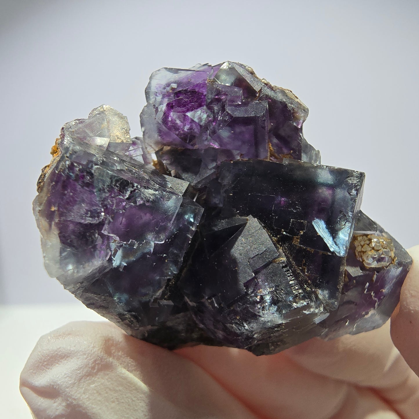 Spécimen de cube de fluorite fantôme parqueté vert violet Okorusu, Namibie 34*32*18 mm
