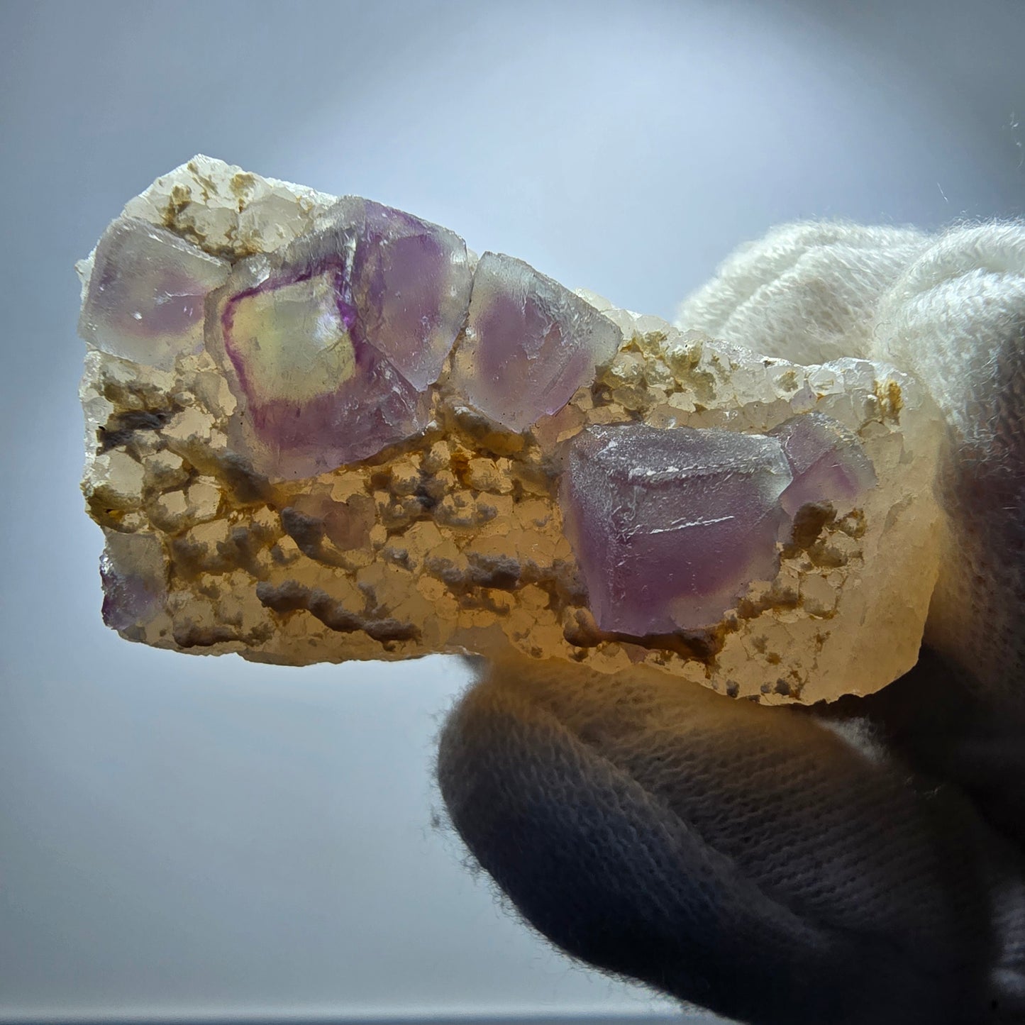 Cube de fluorite fantôme, spécimen de quartz vert violet, Omehane, Namibie, 46 x 25 x 20 mm
