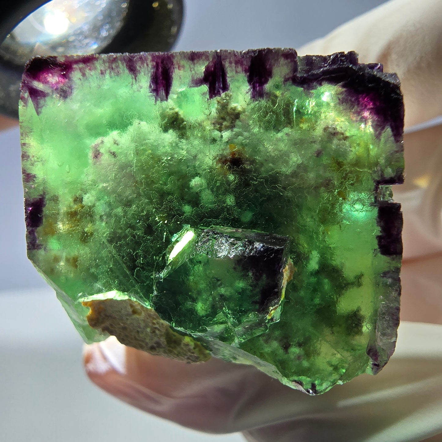Spécimen de cube de fluorite fantôme, parqueté, zonal Okorusu, Namibie 28*28*31mm