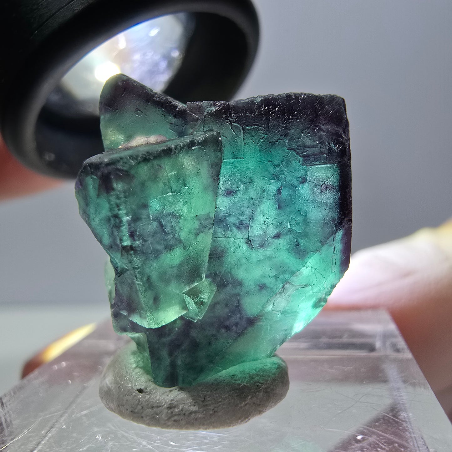 Phantom Fluorit Würfel Stufe, parkettiert grün lila Okorusu, Namibia 25*21*20mm